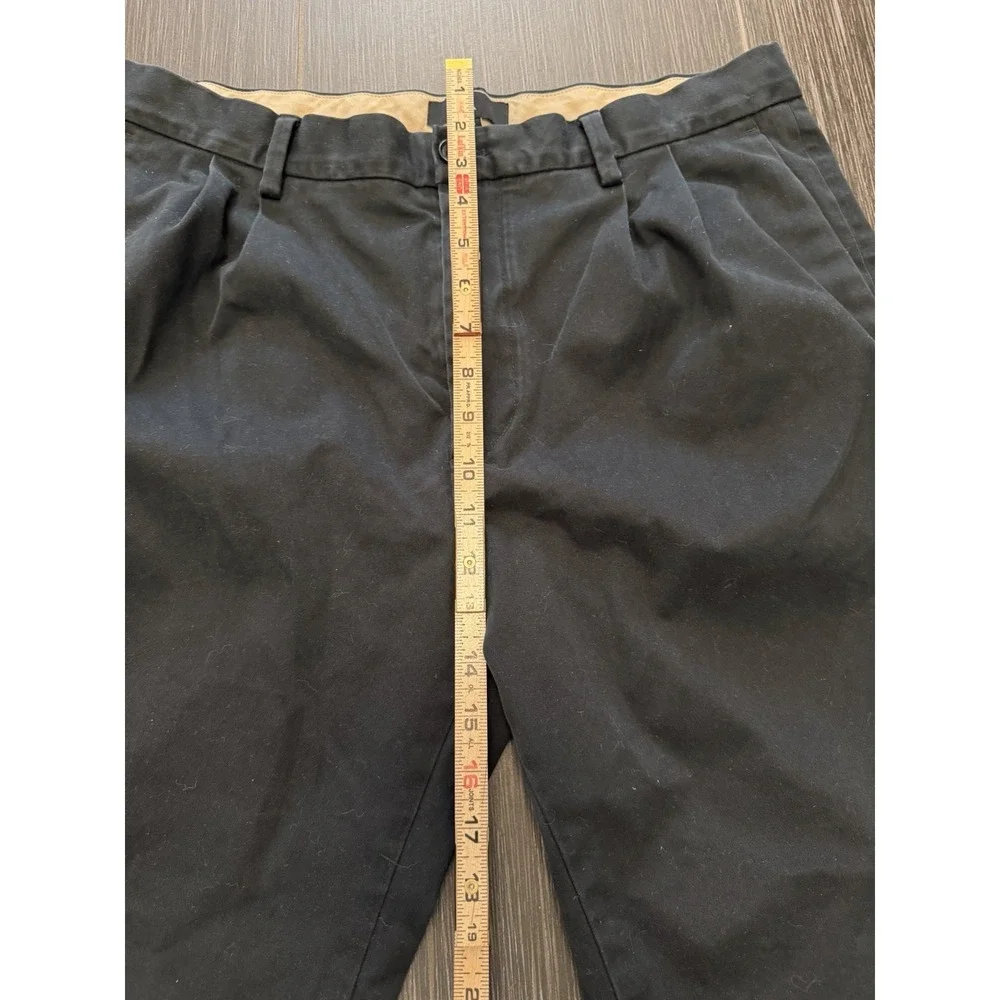Banana Republic Mens Sz 35 Black Pleated Chino Cuffed 90s Stretch Wrinkle Resist